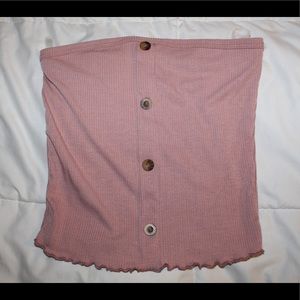 Pink  cropped and ribbed tube top